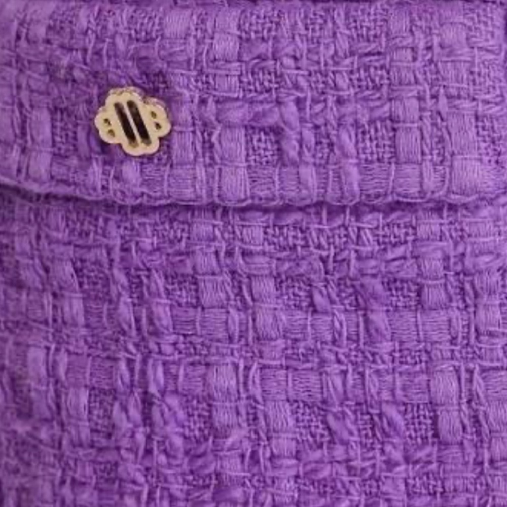 Maje Button Embellished Cotton Tweed Purple Women's Shorts - Picture 3 of 7